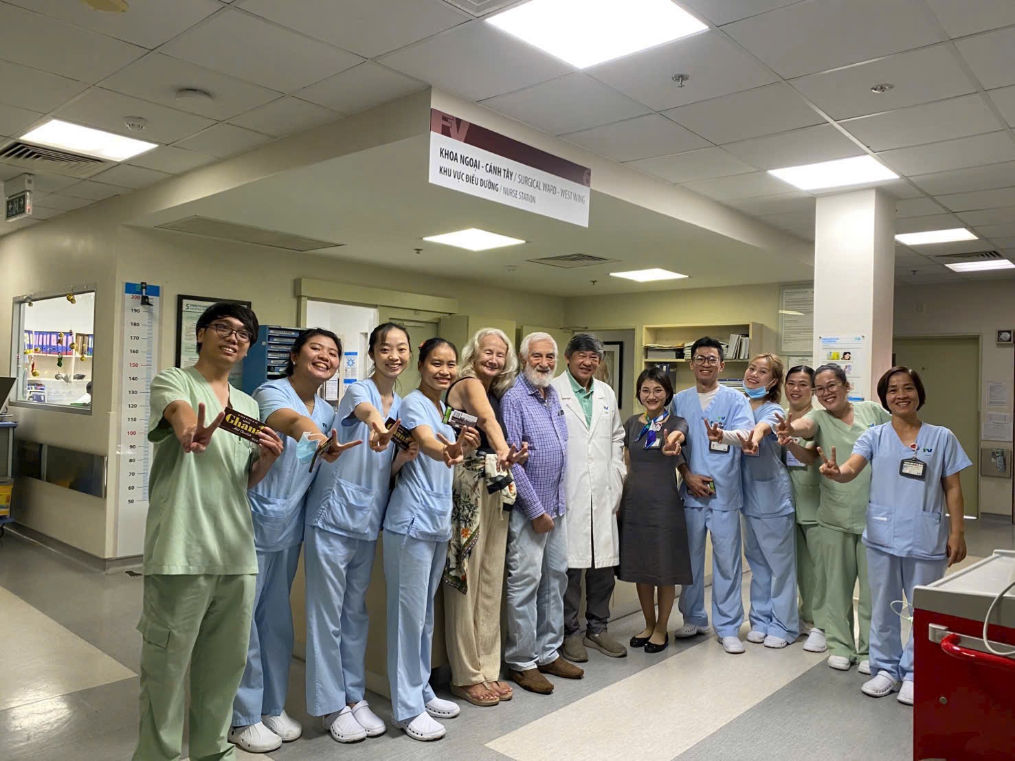 90-year-old man up and walking one day after 7-cm colon tumor surgery at FV Hospital